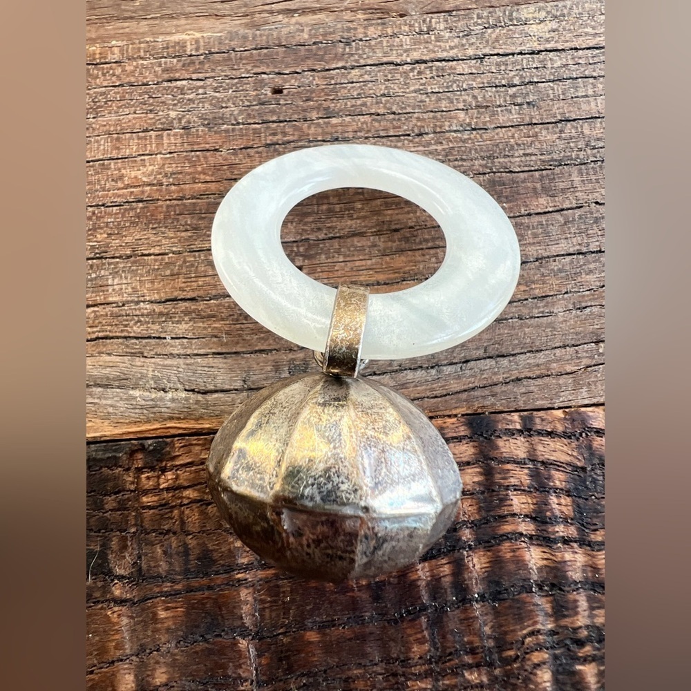 Sterling Baby Rattle w/Plastic Ring - Picture 3 of 6